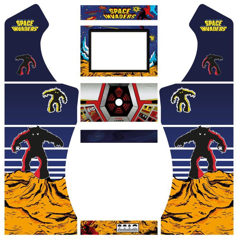Vinilos space invaders bartop king con pedestal
