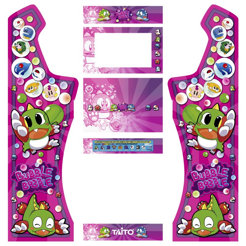 Vinilos bubble bobble rosa bartop premium con pedestal