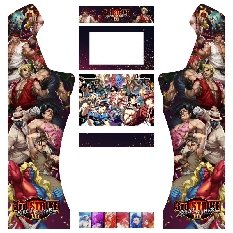 Vinilos street fighter 3rd bartop premium con pedestal curvo
