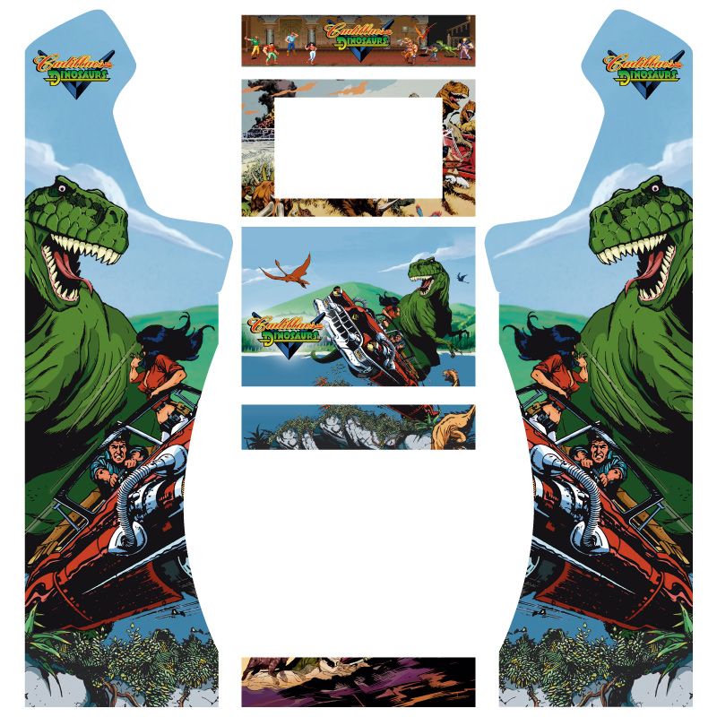 Vinilos cadillacs and dinosaurs bartop premium con pedestal curvo