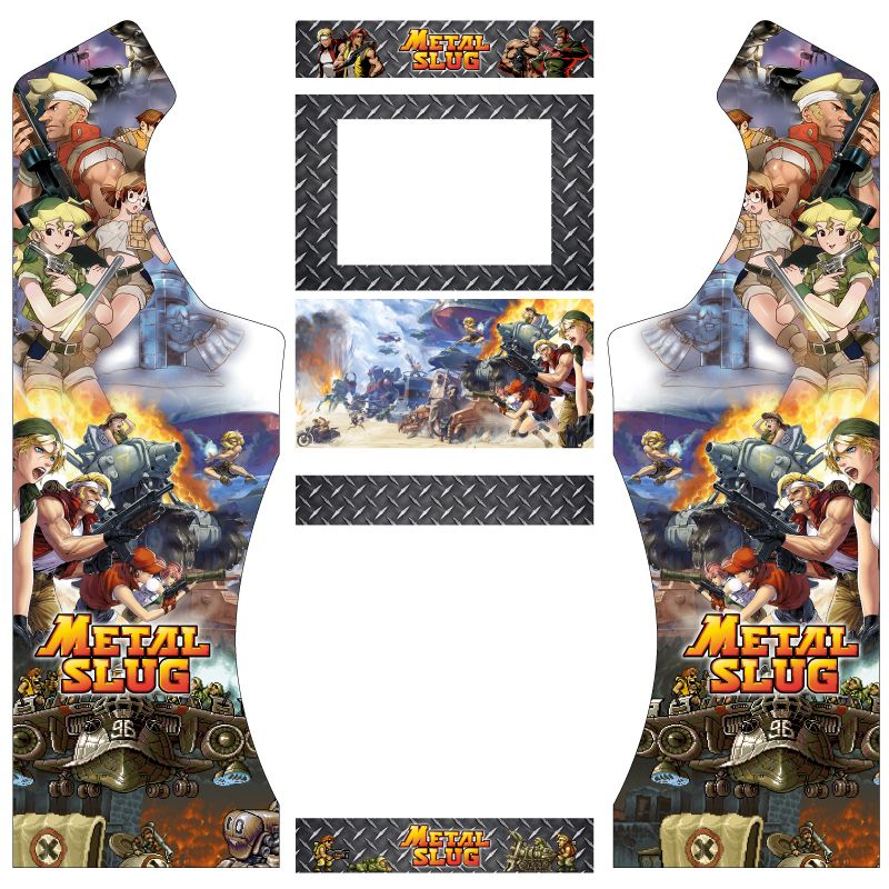 Vinilos metal slug máquina arcade bartop king pedestal curvo