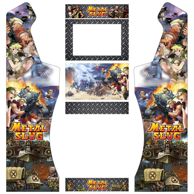 Vinilos metal slug máquina arcade bartop premium pedestal curvo