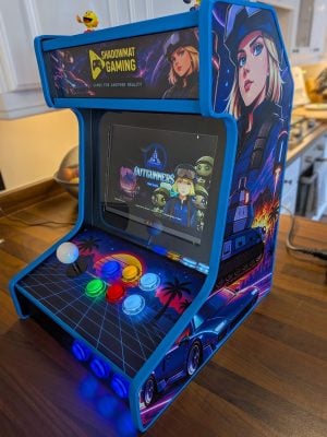 Bartop Player One au design Shadowmat Gaming, U-molding bleu et boutons lumineux
